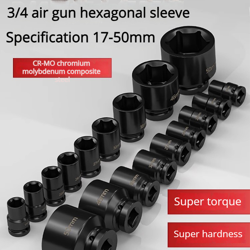 Special Workshop Tools - 3/4 インチ六角ソケットヘビーデューティ肥厚ソケットセット空気圧レンチセットノズルメカニックツール手動ツール