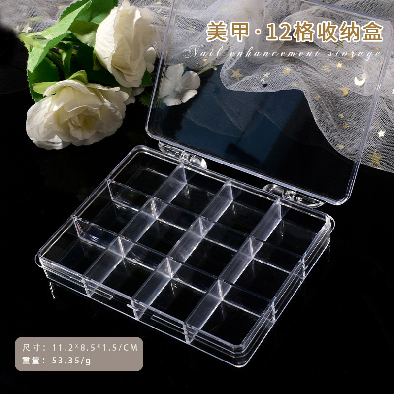 Workshop Tools Cabinet - 空のプラスチック製オーガナイザーボックス、y2kネイルアートストレージ、ネイルグリッター、ラインストーンコンテナ、収納ツール、6グリッド、12グリッド、24グリッド