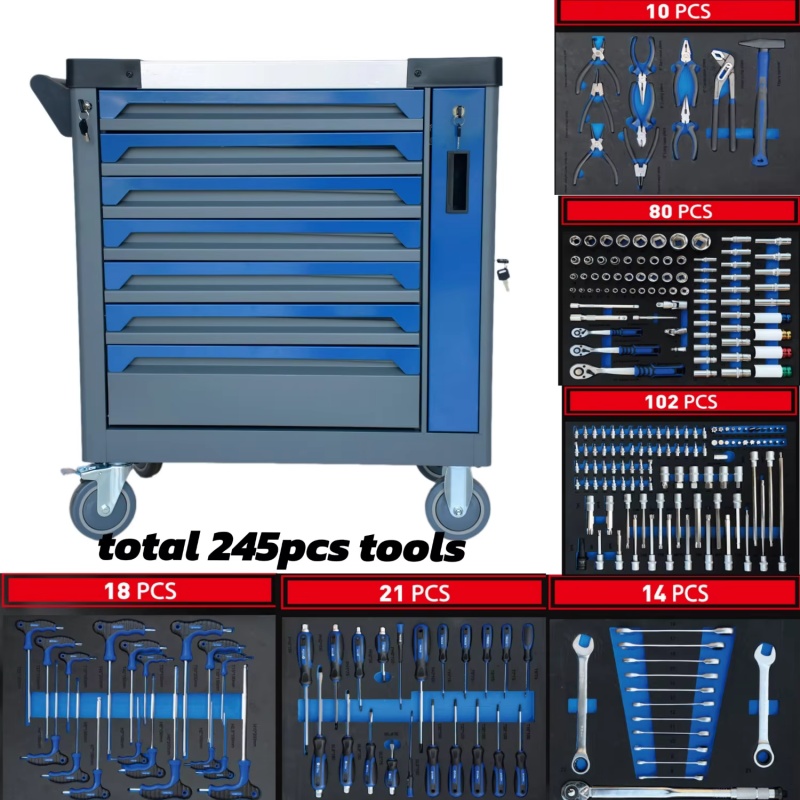 Workshop Tools Cabinet - 7段引き出し付きロック式スチール製ツールキャビネット、ガレージ収納カート、耐荷重300kg