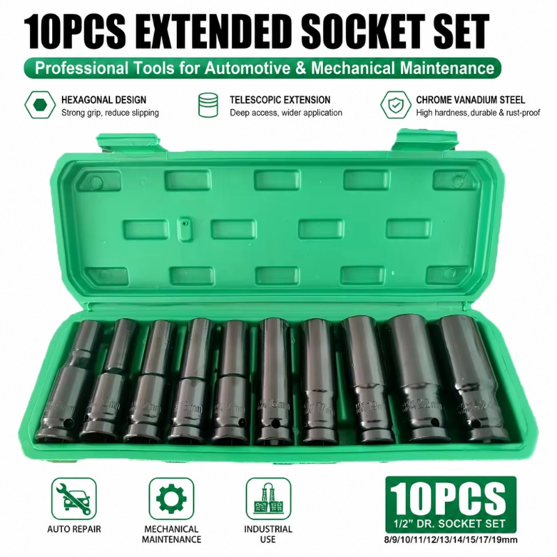 Special Workshop Tools - 10個入り 1/2インチ ドライブ メトリック ディープインパクトソケットセット 六角形
