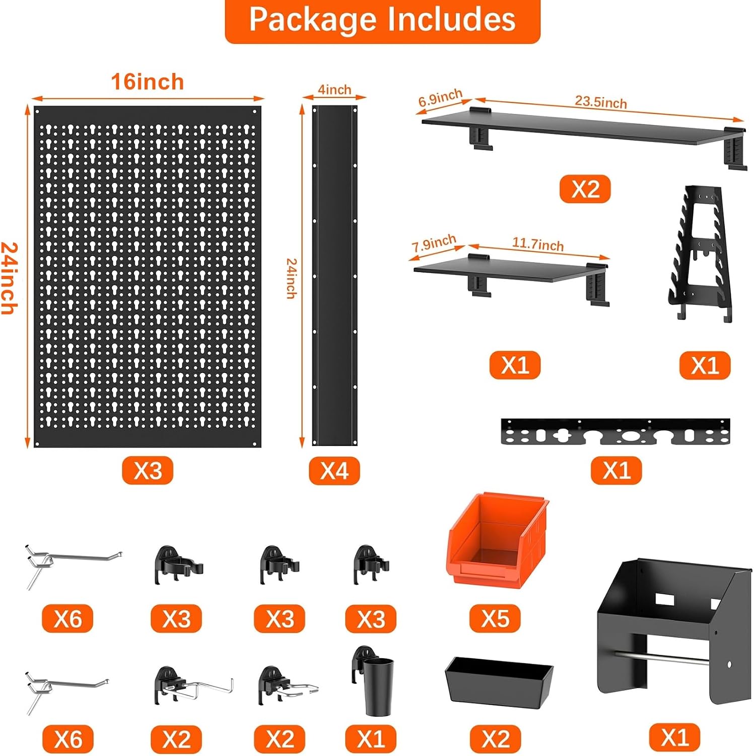 金属製ペグボードウォールオーガナイザーパネルキット、ガレージ - Workshop Tools Board のレビューと価格
