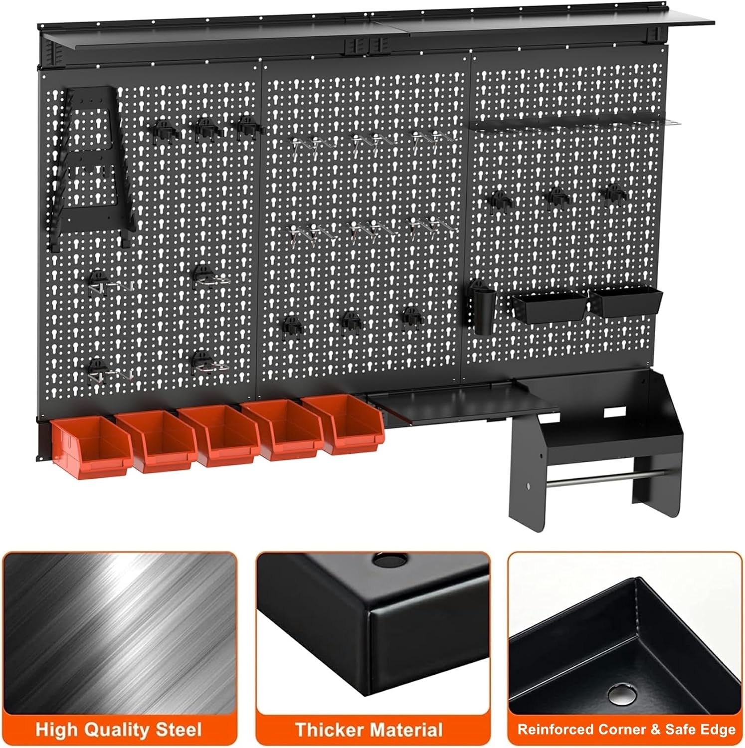 金属製ペグボードウォールオーガナイザーパネルキット、ガレージ - Workshop Tools Board のレビューと価格