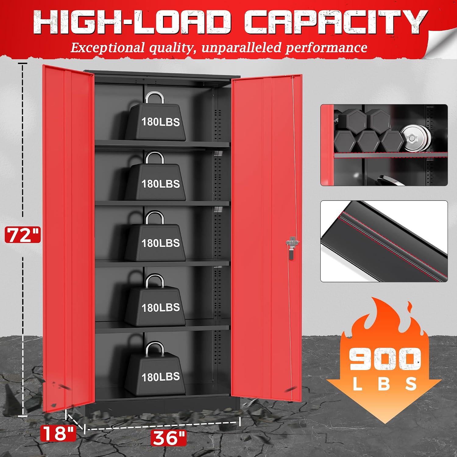 頑丈な金属製ガレージ収納キャビネット、スチール製ロック式ユー - Workshop Tools Cabinet のレビューと価格