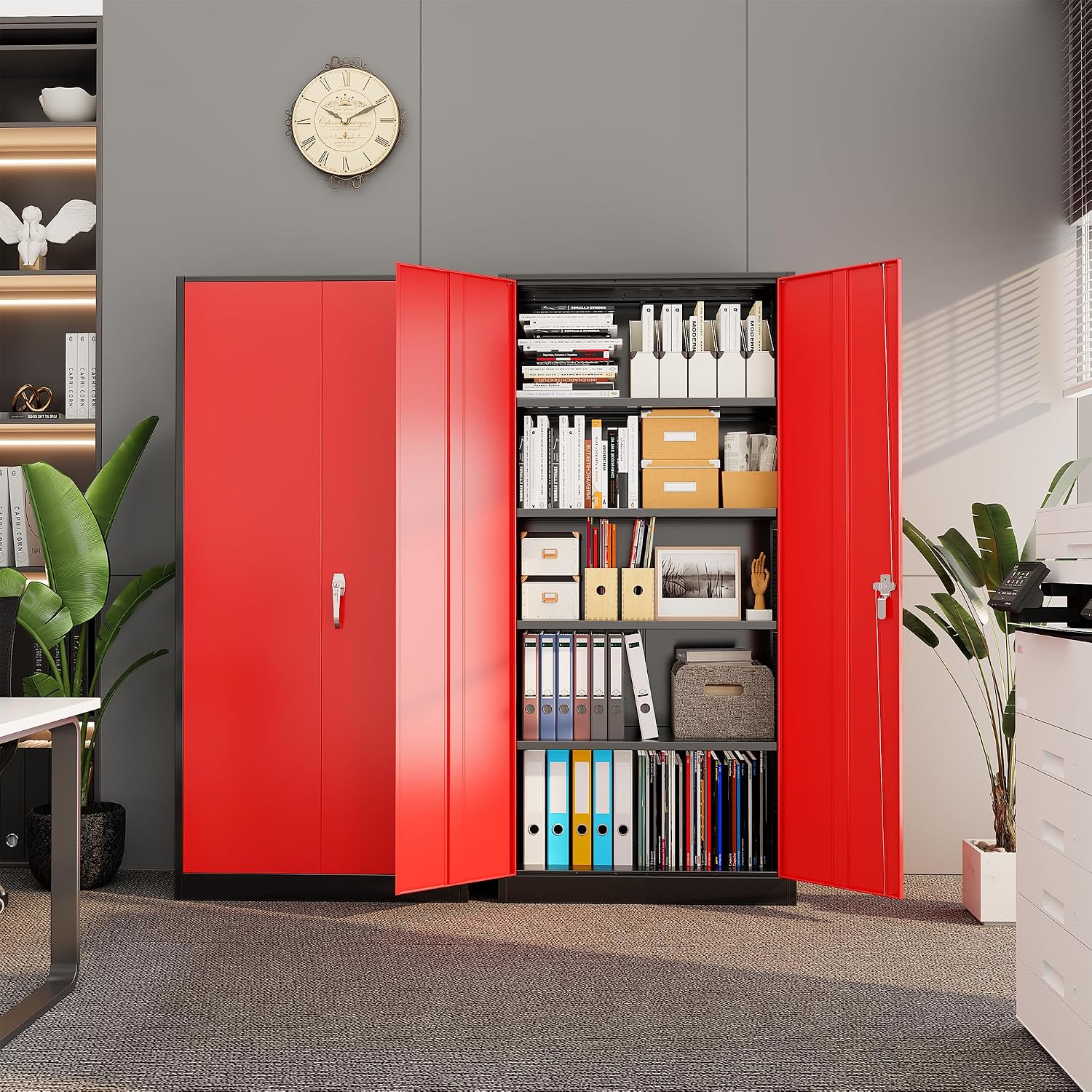 頑丈な金属製ガレージ収納キャビネット、スチール製ロック式ユー - Workshop Tools Cabinet のレビューと価格