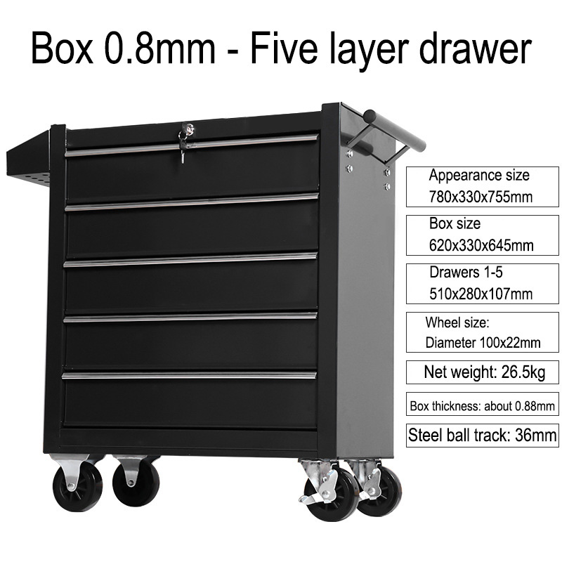 5段引き出し収納ツールボックストロリー、多機能自動車修理ハー - Workshop Tools Cabinet のレビューと価格