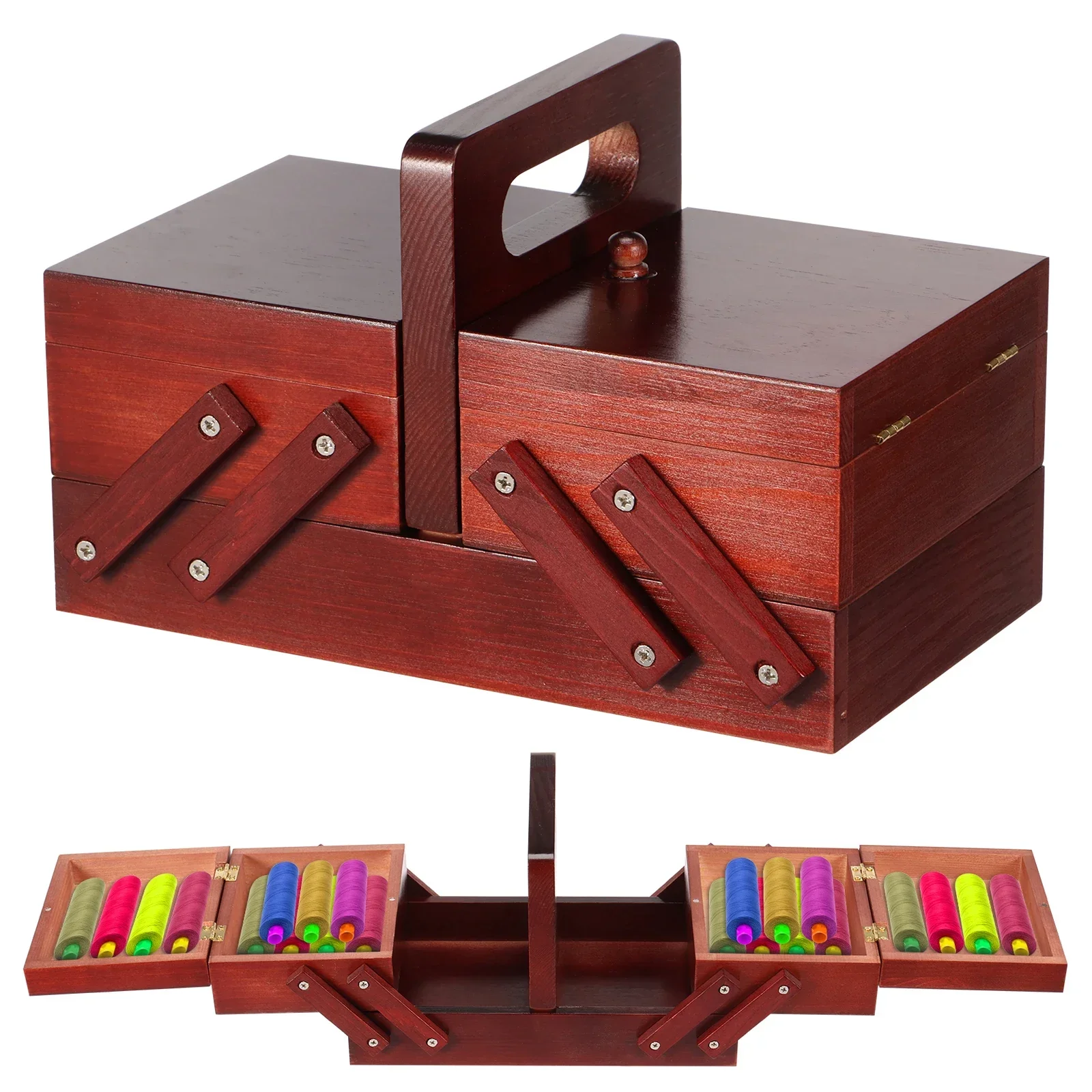 拡張可能な縫製糸箱木製ヴィンテージボビン空の縫製リールバスケ - Workshop Tools Cabinet のレビューと価格