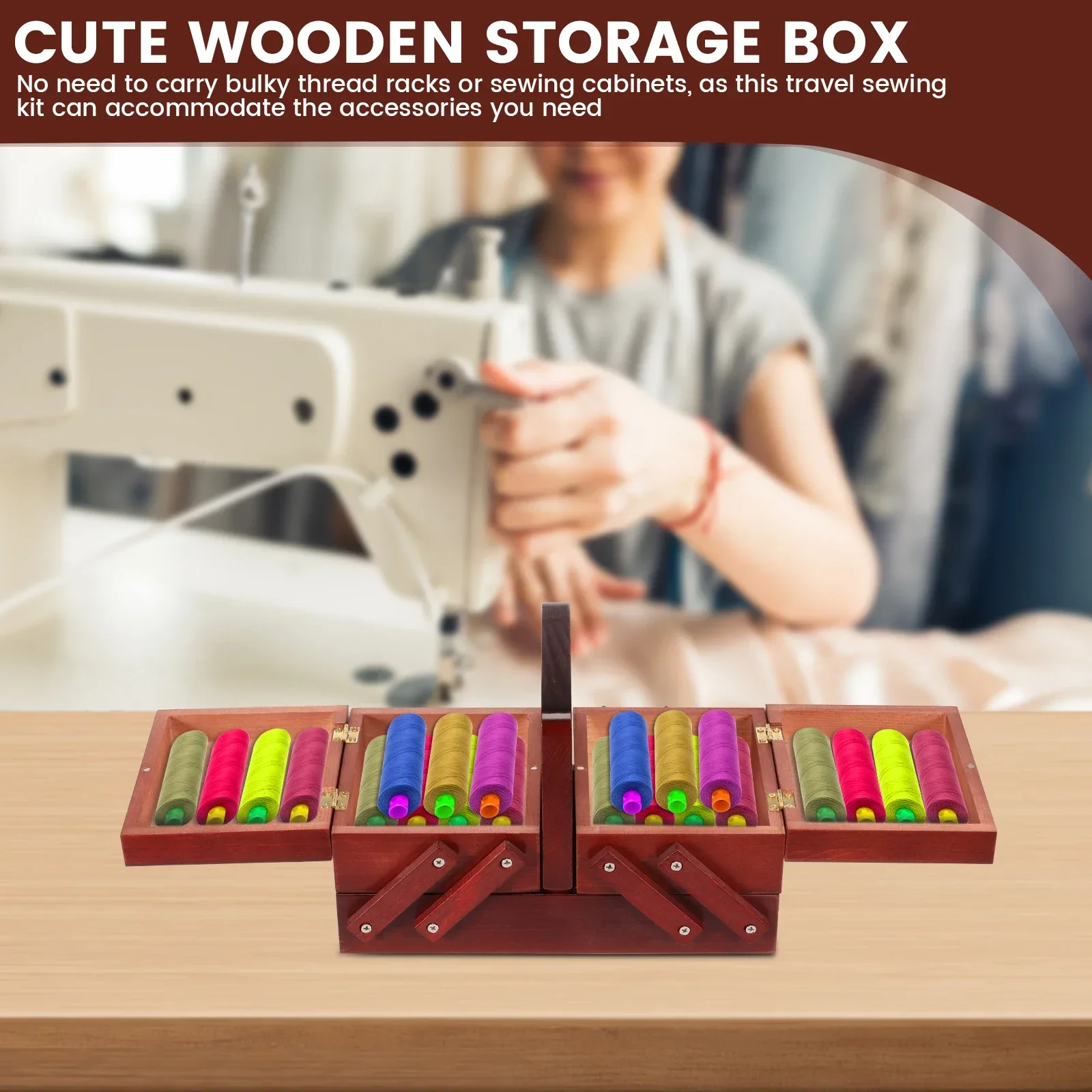 拡張可能な縫製糸箱木製ヴィンテージボビン空の縫製リールバスケ - Workshop Tools Cabinet のレビューと価格