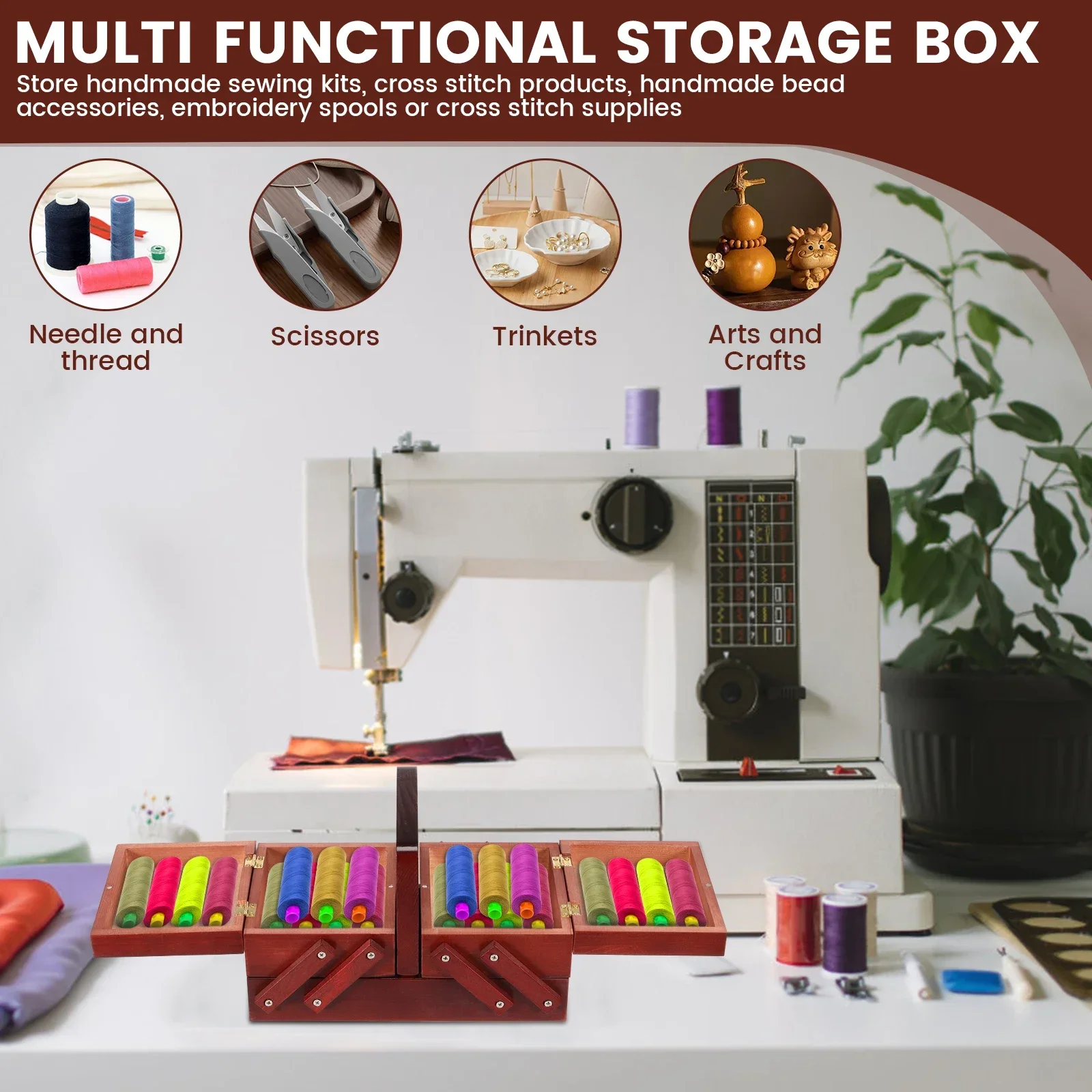 拡張可能な縫製糸箱木製ヴィンテージボビン空の縫製リールバスケ - Workshop Tools Cabinet のレビューと価格