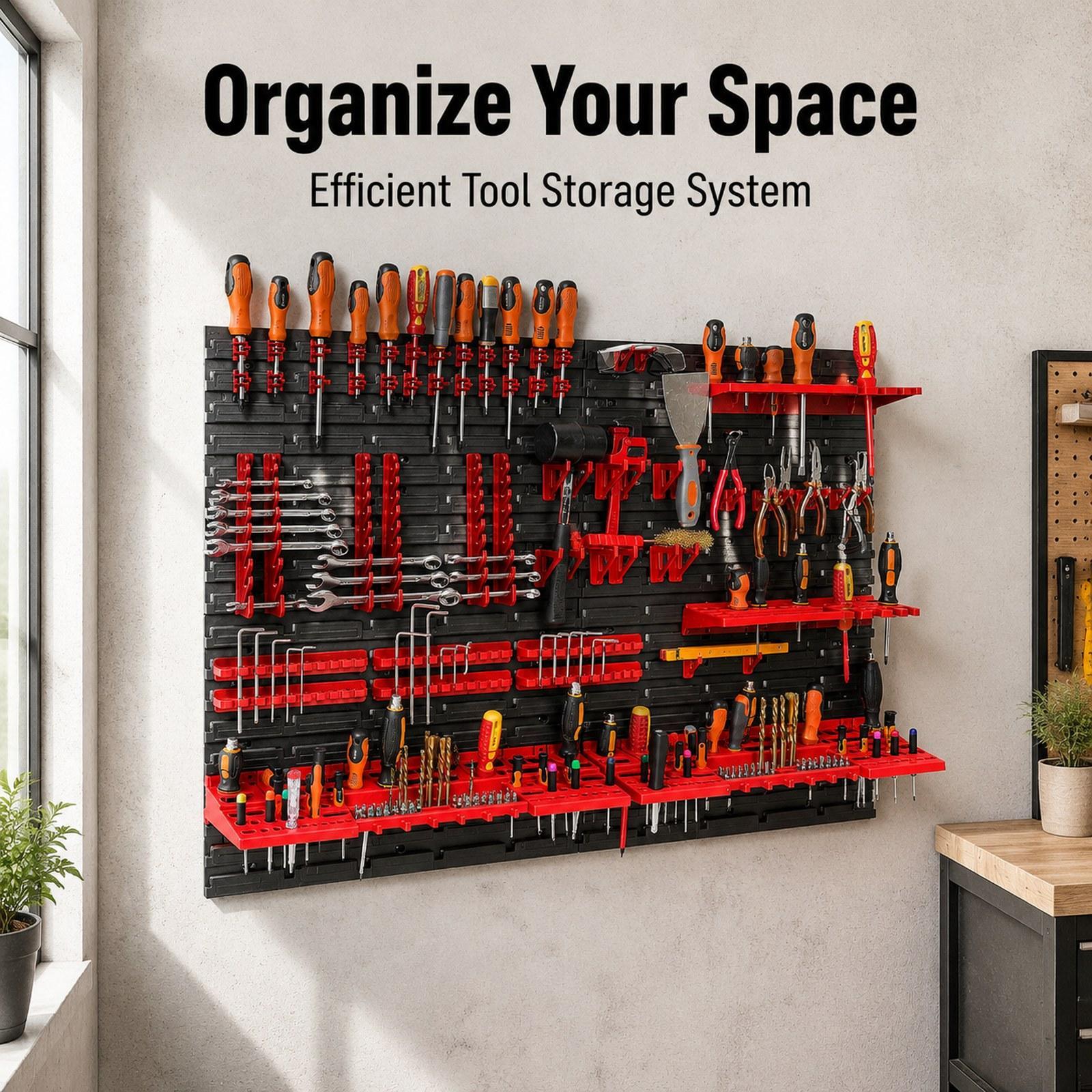 壁掛け式収納ビンと壁パネル付き多用途大容量パーツラック、ハー - Workshop Tools Board のレビューと価格